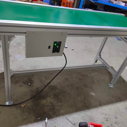 Adjustable speed control conveyor , 500x1500mm green PVC belt.